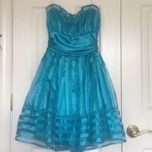 Blue formal short strapless dress!